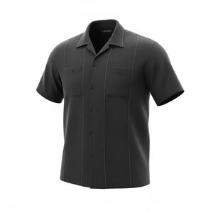 Phillipe Marcel Hidden Button Up Shirt Mens XL Black with White Stitch Accent